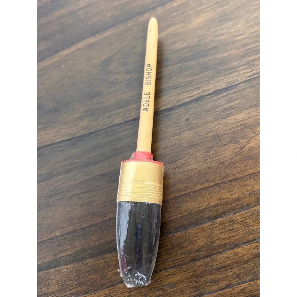 Adele Bishop Stencil Brush 4 Wood Handle Gold Ferrule Craft Painting Tool NOS